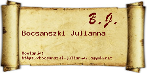 Bocsanszki Julianna névjegykártya